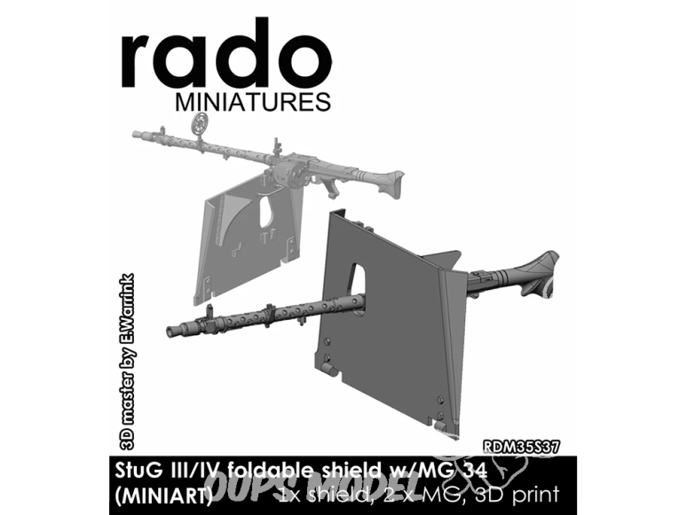 Rado miniatures accessoire RDM35S37 StuG III/IV MG 34 avec bouclier pliable Mini Art 1/35