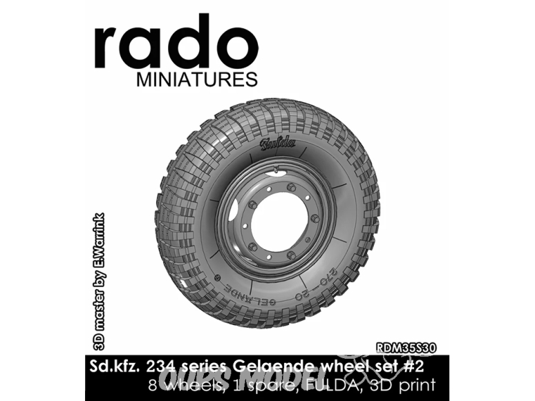 Rado miniatures accessoire RDM35S30 Roues Sd.Kfz. 234 Gelaende (tout terrain) FULDA set 2 1/35