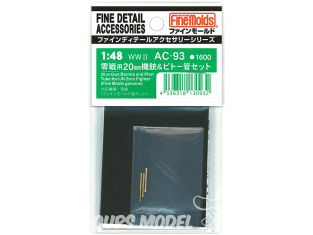 Fine Molds kit d'amélioration AC-93 Ensemble mitrailleuse Zero Fighter 20 mm et tube de Pitot 1/48