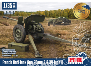 Dynamo models maquette militaire 35DM002D Canon Antichar Français 25mm SA 34 Type II Version Deluxe 1/35