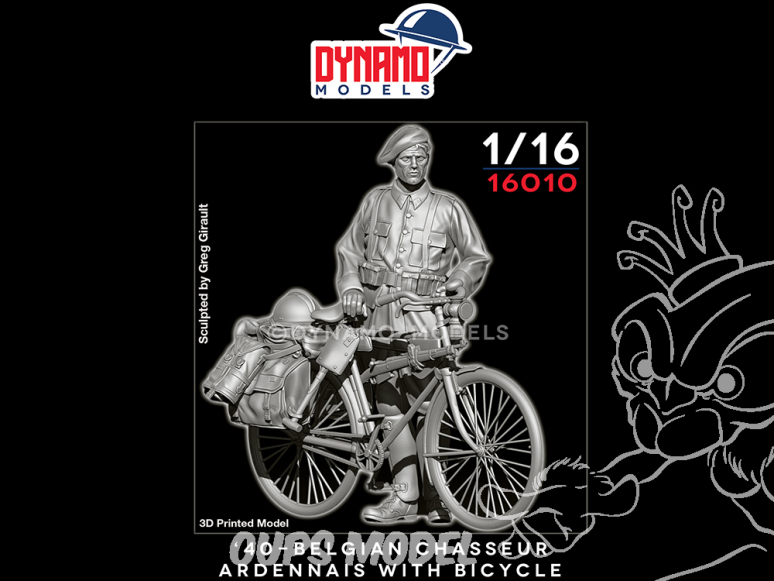 Dynamo models figurine 16010 Chasseur Belge Ardennais avec vélo 1940 1/16