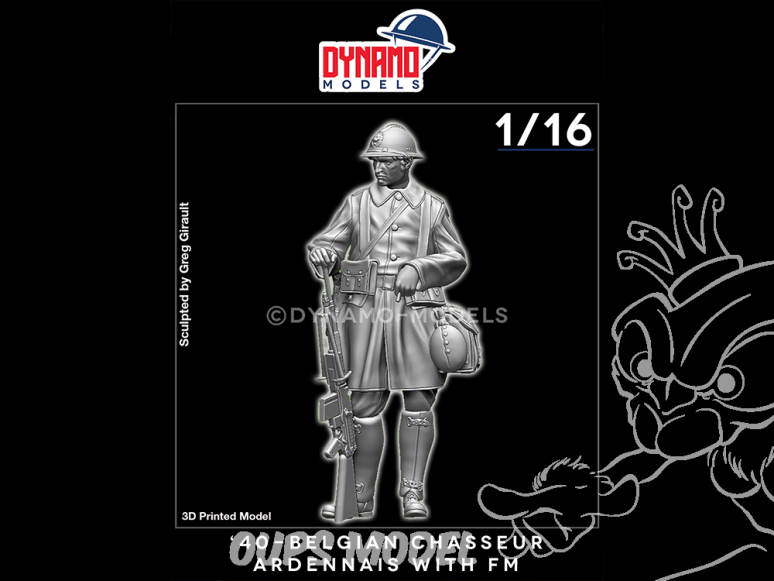 Dynamo models figurine 16009 Chasseur Belge Ardennais avec fusil mitrailleur 1940 1/16