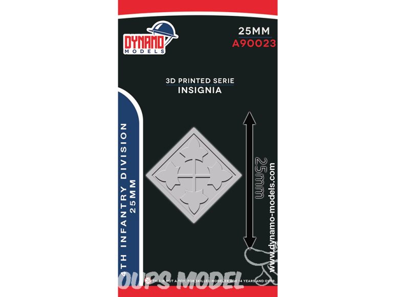 Dynamo models Insigne A90023-25 US 4th Infantry Division Plain 25mm