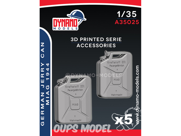 Dynamo models accessoires A35025 Jerry Can Allemand "MIAG 1944" x5 1/35