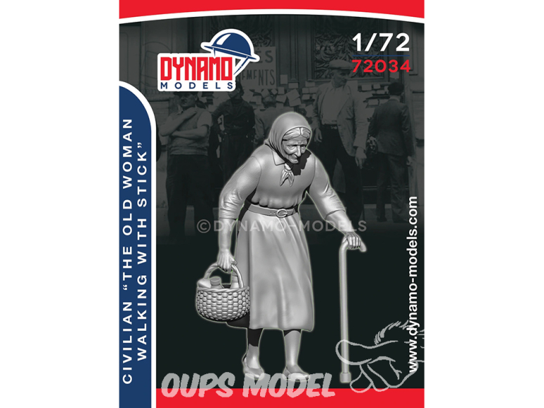 Dynamo models figurine 72034 Civil - Vieille dame marchant avec une canne 1/72
