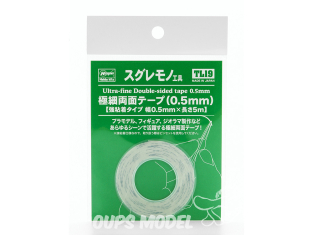 HASEGAWA TL19 Ruban adhésif double face ultra-fin 0,5mm Type adhésif puissant, largeur 05mm x longueur 5 m