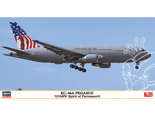 Hasegawa maquette avion 10865 KC-46A Pegasus 157e escadre de ravitaillement en vol Spirit of Portsmouth 1/200