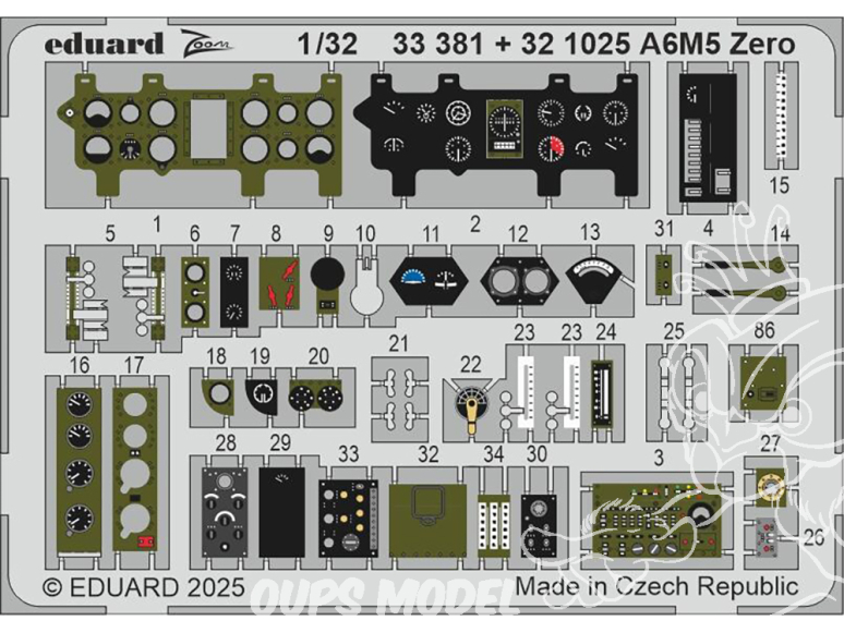 Eduard photodécoupe avion 33381 Zoom intérieur A6M5 Zero Tamiya 1/32