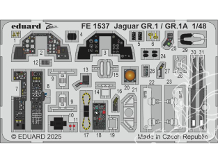 EDUARD photodecoupe avion FE1537 Zoom amélioration Jaguar GR.1 / GR.1A Airfix 1/48