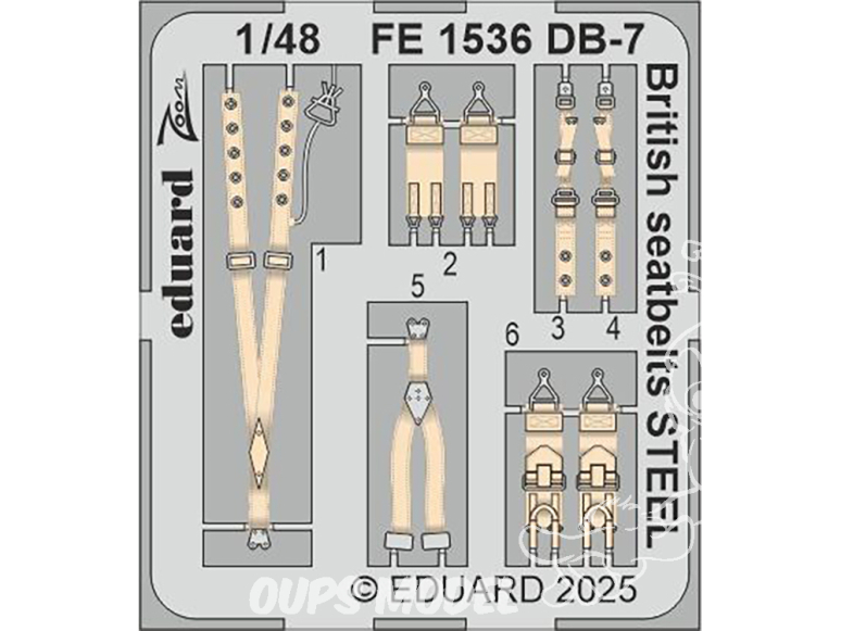 EDUARD photodecoupe avion FE1536 Harnais Britannique métal DB-7 Boston III Hk Models 1/48