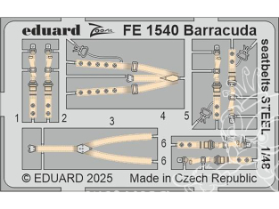 EDUARD photodecoupe avion FE1540 Harnais métal Barracuda Trumpeter 1/48