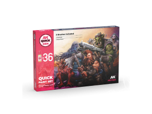 Ak interactive peinture acrylique 3G AK17601 QUICK PAINT COMBO 36 COULEURS 18ml