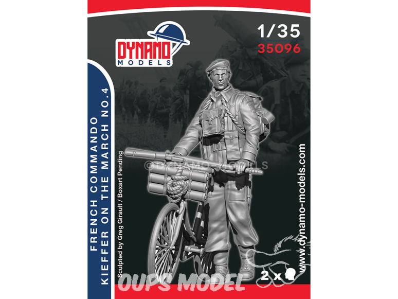 Dynamo models figurine 35096 Commando Français Kieffer en marche No.4 avec vélo 1/35