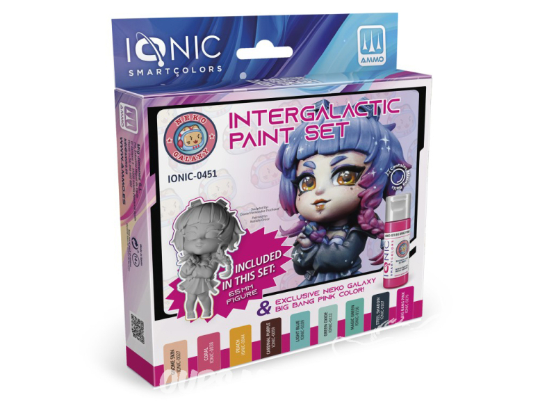 MIG peinture IONIC 0451 Set couleurs Intergalactique Neko Galaxy 9 x 20ml + figurine 65mm