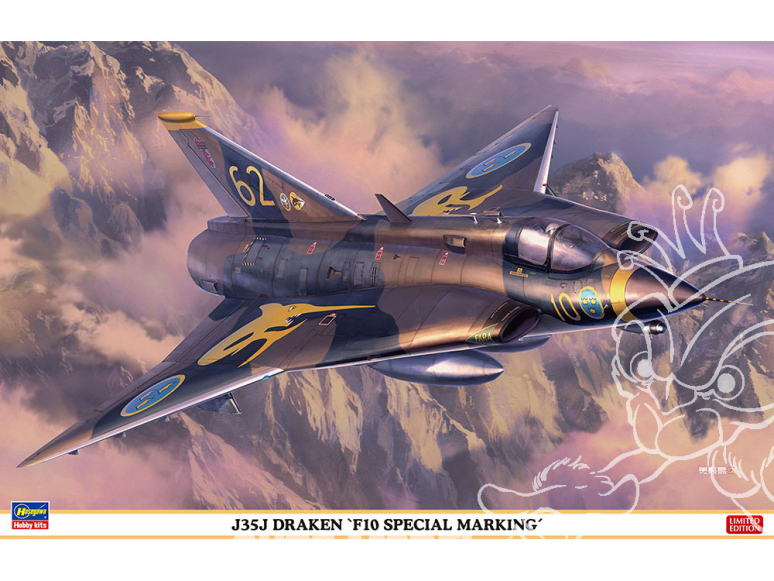 Hasegawa maquette avion 07547 J35J Draken « Marquage spécial F10 1/48