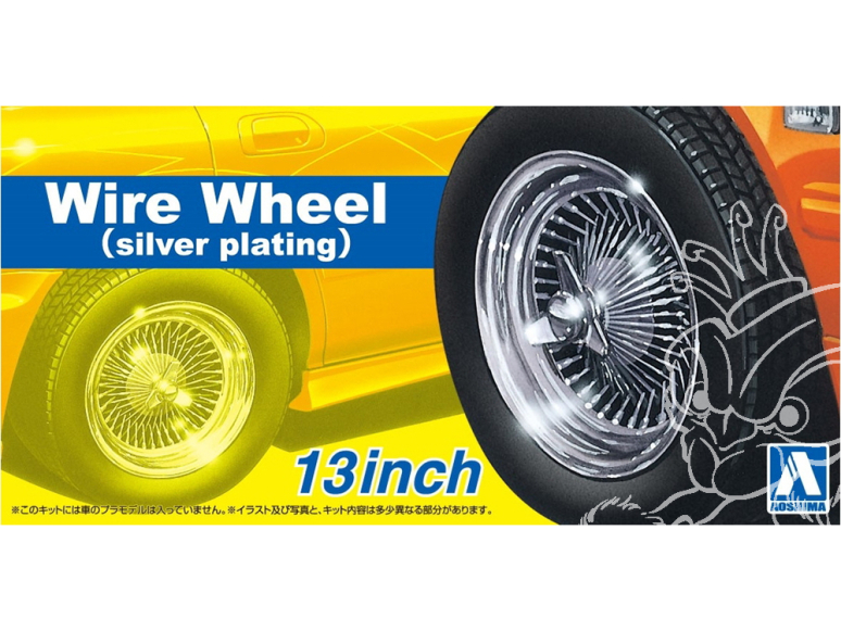 Aoshima maquette voiture 66263 Jantes à rayons plaquage argent 13" et pneus 1/24