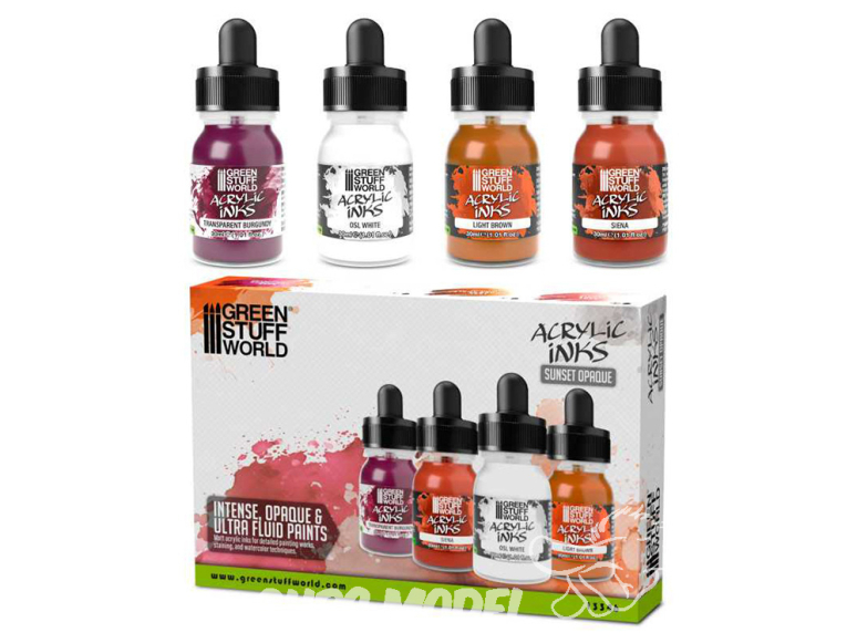 Green Stuff 13346 Set d'encres acryliques Sunset Opaque 4 pots