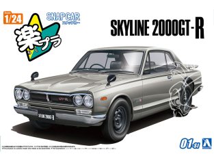 Aoshima maquette voiture 65891 Nissan Skyline 2000GT-R 1970 Silver Snap Car 1/24