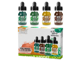 Green Stuff 13349 Set d'encres acryliques Transparent Nature 4 pots