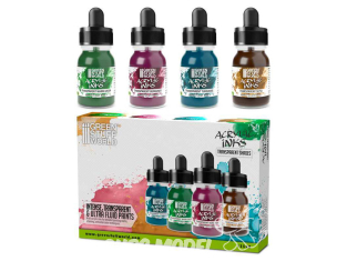 Green Stuff 13350 Set d'encres acryliques Transparent Transparent Shades 4 pots