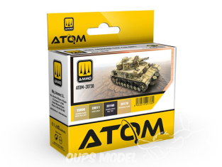 MIG peinture Atom 20738 Set couleurs Allemandes DAK Afrika Korps WWII 4 x 20ml
