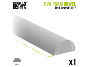 Green Stuff 13418 Bandes de mousse EVA Demi-Rondin 15mm