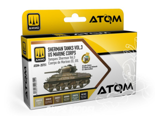 MIG peinture Atom 20751 Set couleurs Chars Sherman Vol.3 US Marine Corps 6 x 20ml