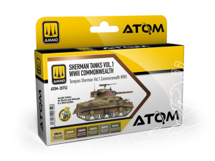 MIG peinture Atom 20752 Set couleurs Chars Sherman Vol.1 Commonwealth WWII 6 x 20ml