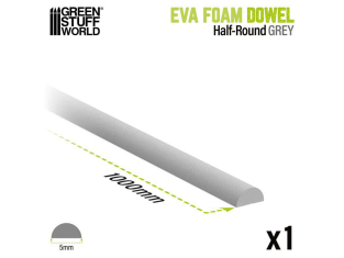 Green Stuff 13416 Bandes de mousse EVA Demi-Rondin 5mm