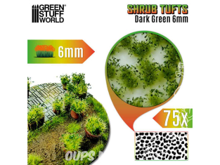 Green Stuff 13009 Touffes de Buissons 6mm Auto-Adhésif Vert foncé