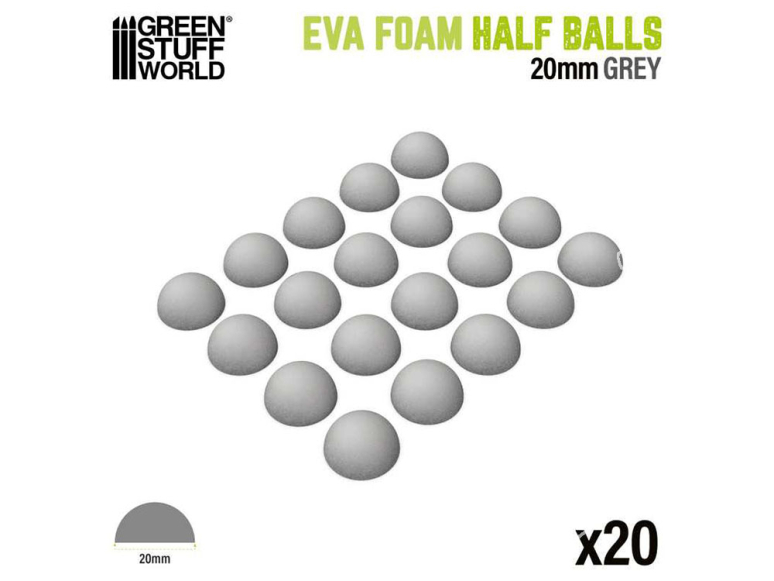 Green Stuff 13496 Demi-boules en mousse EVA 20mm pack x20