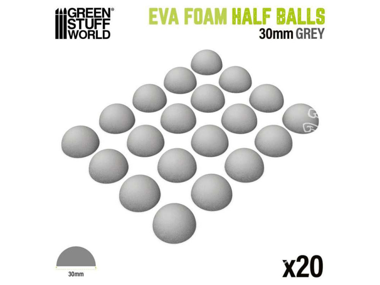 Green Stuff 13497 Demi-boules en mousse EVA 30mm pack x20