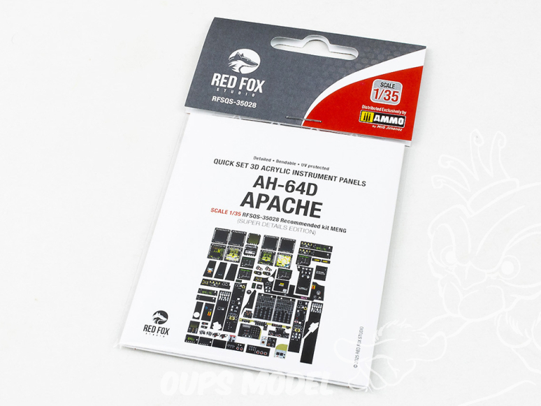 Red Fox Studio Tableaux de bord 3D hélicoptère RFQS-35028 AH-64D Apache Meng 1/35