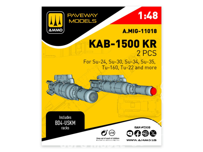 Ammo Mig Paveway Models A.MIG-11018 KAB-1500 KR x2 1/48