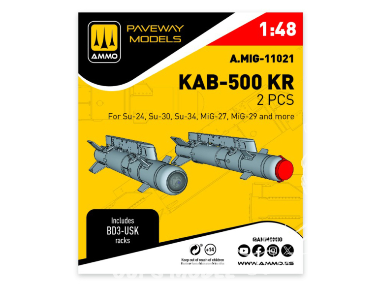 Ammo Mig Paveway Models A.MIG-11021 KAB-500 KR x2 1/48