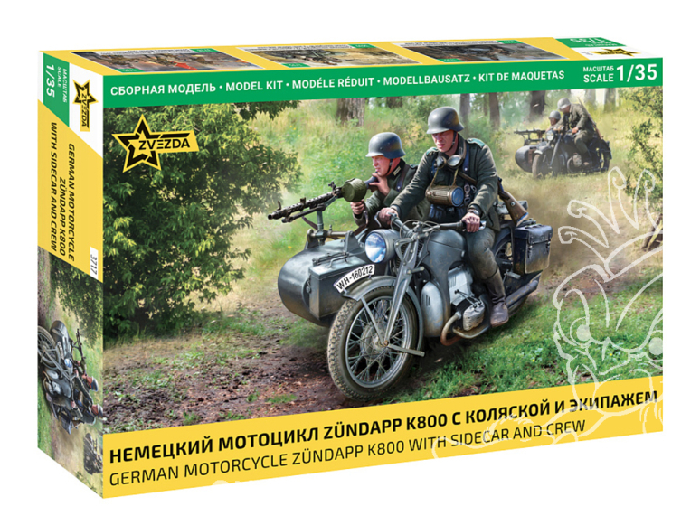 Zvezda maquette plastique 3717 Zündapp K800 Sidecar avec équipage 1/35