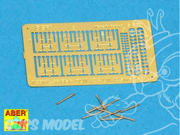Aber 350L56 Set de futs de canons 3.7cm Flak42 avec boucliers 1/350