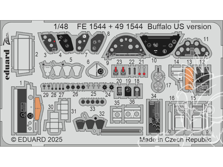 EDUARD photodecoupe avion FE1544 Zoom amélioration Buffalo version US Tamiya 1/48