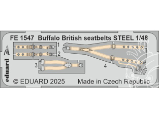 EDUARD photodecoupe avion FE1547 Harnais métal Buffalo version Britannique 1/48