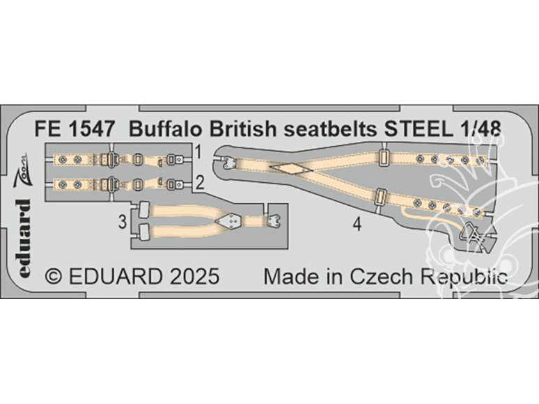 EDUARD photodecoupe avion FE1547 Harnais métal Buffalo version Britannique 1/48