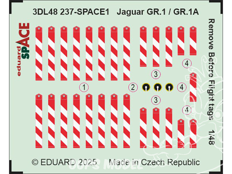 Eduard Space décalques 3D 3DL48237 Remove before flight tags Jaguar GR.1 / GR.1A Airfix 1/48