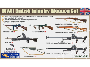 Gecko Models figurine militaire 16GM0018 Armes d'infanterie britannique de la Seconde Guerre mondiale 1/16