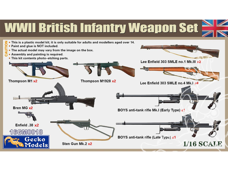 Gecko Models figurine militaire 16GM0018 Armes d'infanterie britannique de la Seconde Guerre mondiale 1/16