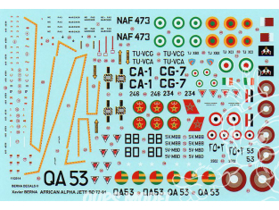 Berna decals 72-91 décalques pour alpha jets African air force 1/72