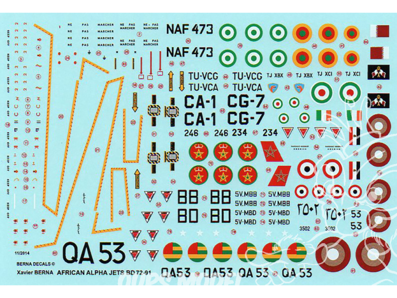 Berna decals 72-91 décalques pour alpha jets African air force 1/72