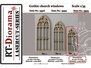 RT-Diorama 35915 Fenêtres d'église gothiques n° 3 1/35