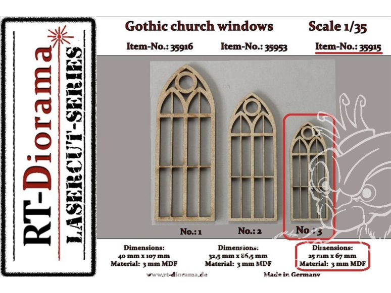 RT-Diorama 35915 Fenêtres d'église gothiques n° 3 1/35