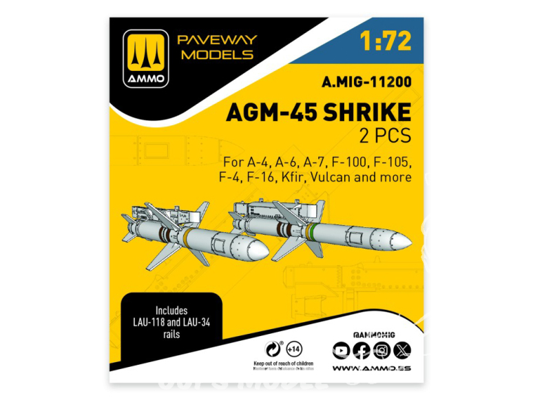 Ammo Mig Paveway Models A.MIG-11200 AGM-45 SHRIKE x2 1/72