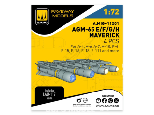Ammo Mig Paveway Models A.MIG-11201 AGM-65 E/F/G/H MAVERICK x4 1/72