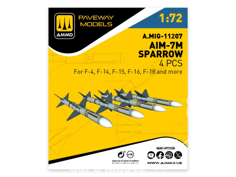 Ammo Mig Paveway Models A.MIG-11207 AIM-7M SPARROW x4 1/72